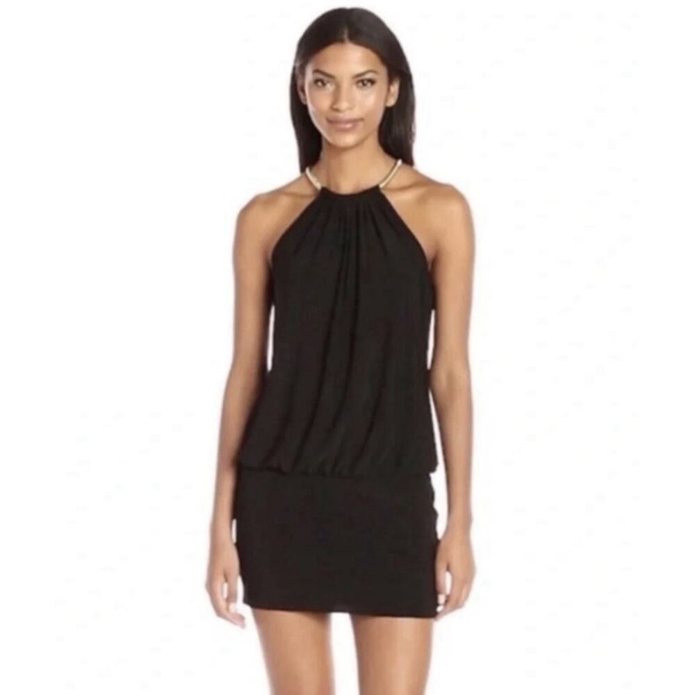 Laundry Shelli Segal Cocktail Black Dress Chain Strap Sleeveless Size 2